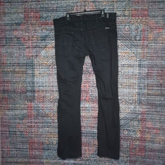 7 for all mankind mens black distressed buttonfly standard boot jeans 38x36 EUC - Picture 2 of 7